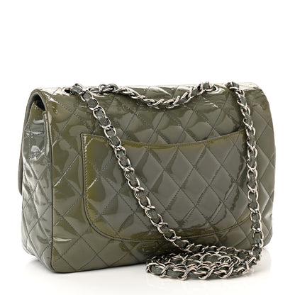 Chanel Patent Quilted Jumbo Single Flap Grey 3 of 15