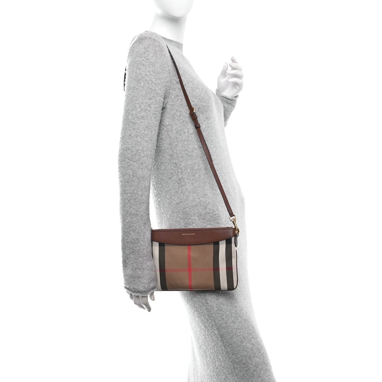 Burberry Horseferry Check Peyton Crossbody Clutch Bag Brown 2 of 10