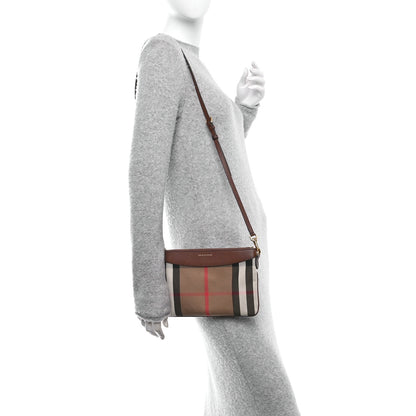 Burberry Horseferry Check Peyton Crossbody Clutch Bag Brown 2 of 10