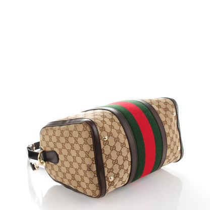 Gucci Monogram Vintage Web Medium Boston Dark Brown 4 of 9