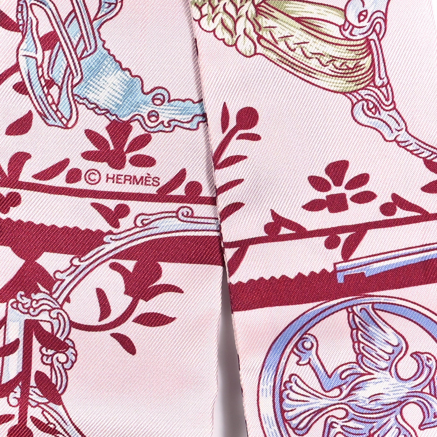 Hermes Silk Etriers Remix Twilly Rose Pale Bordeaux 3 of 4