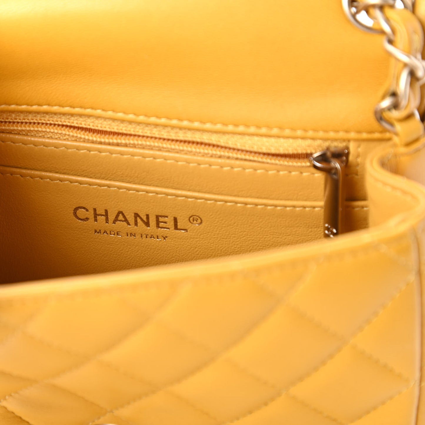 Lambskin Quilted Mini Square Flap Yellow