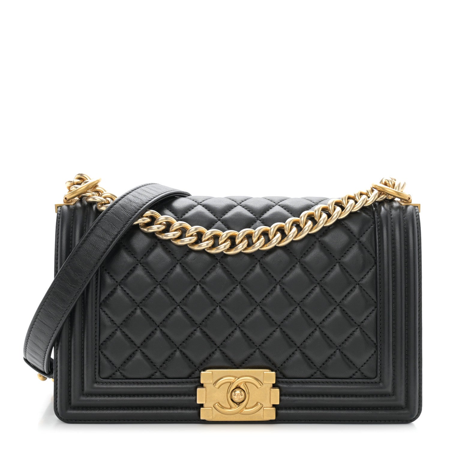 Chanel Lambskin Quilted Medium Boy Flap Black 1 of 12