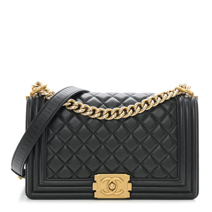 Chanel Lambskin Quilted Medium Boy Flap Black 1 of 12