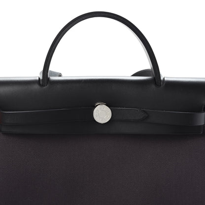 Hermes Military Toile Vache Hunter Herbag Zip PM 31 Prune Black 9 of 10