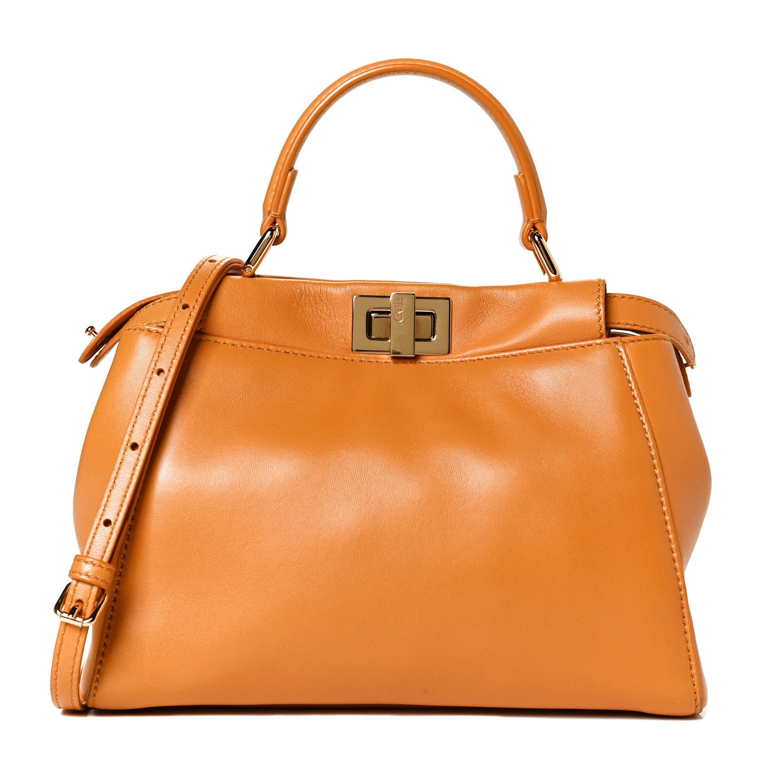 Fendi Nappa Mini Peekaboo Iconic Satchel Giallo Syrup 1 of 11