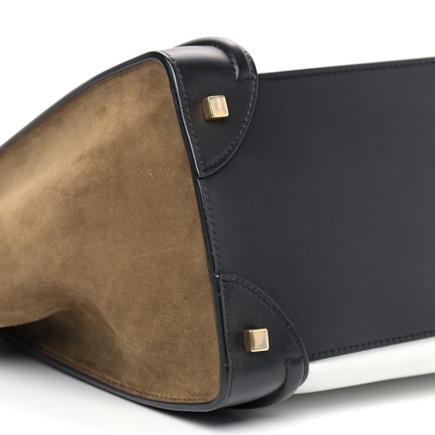 Smooth Calfskin Suede Mini Tri-Color Luggage White