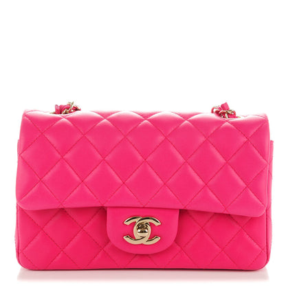 Chanel Lambskin Quilted Mini Rectangular Flap Dark Pink 1 of 8