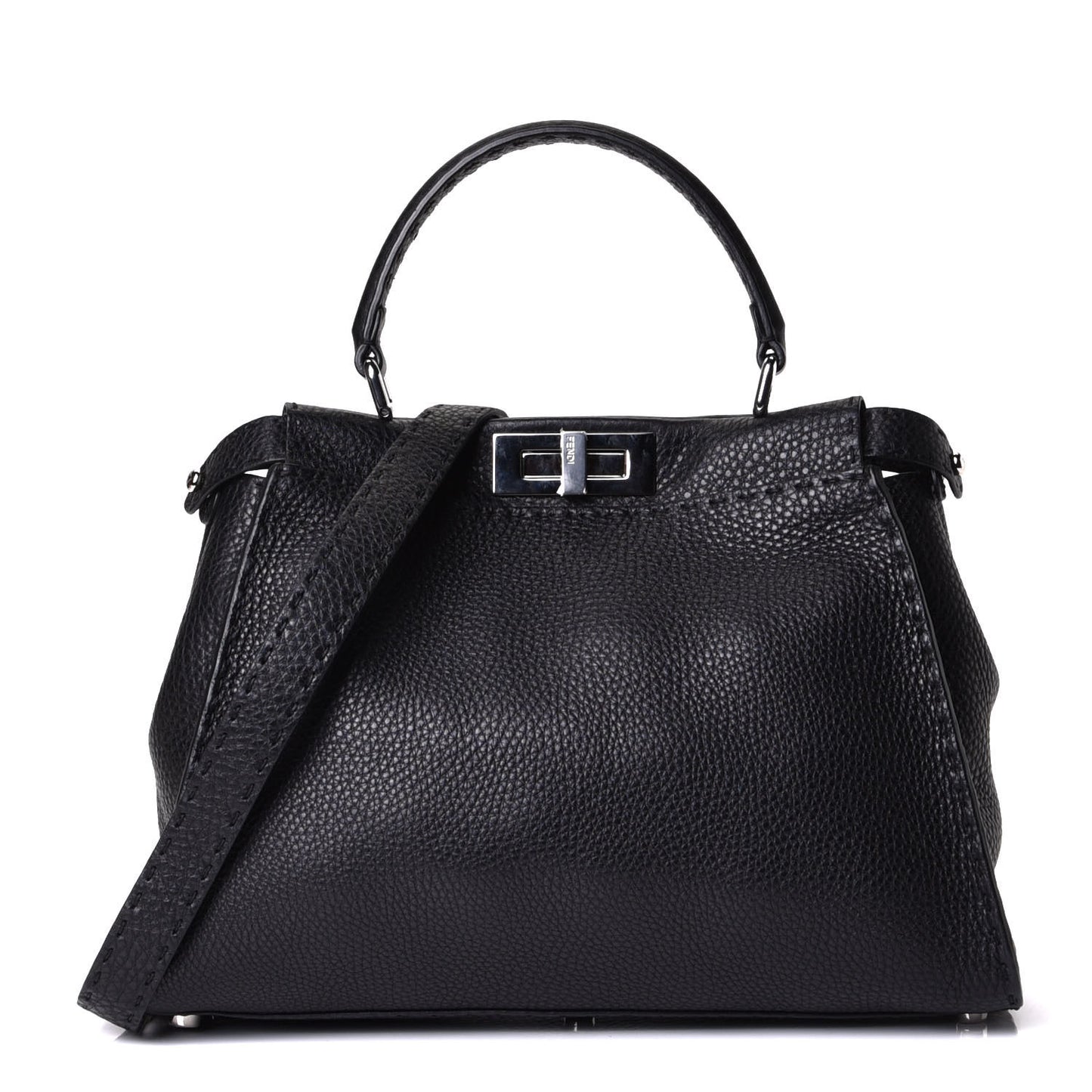 Cuoio Romano Selleria Bi-Color Medium Peekaboo Iconic Satchel Black Mou