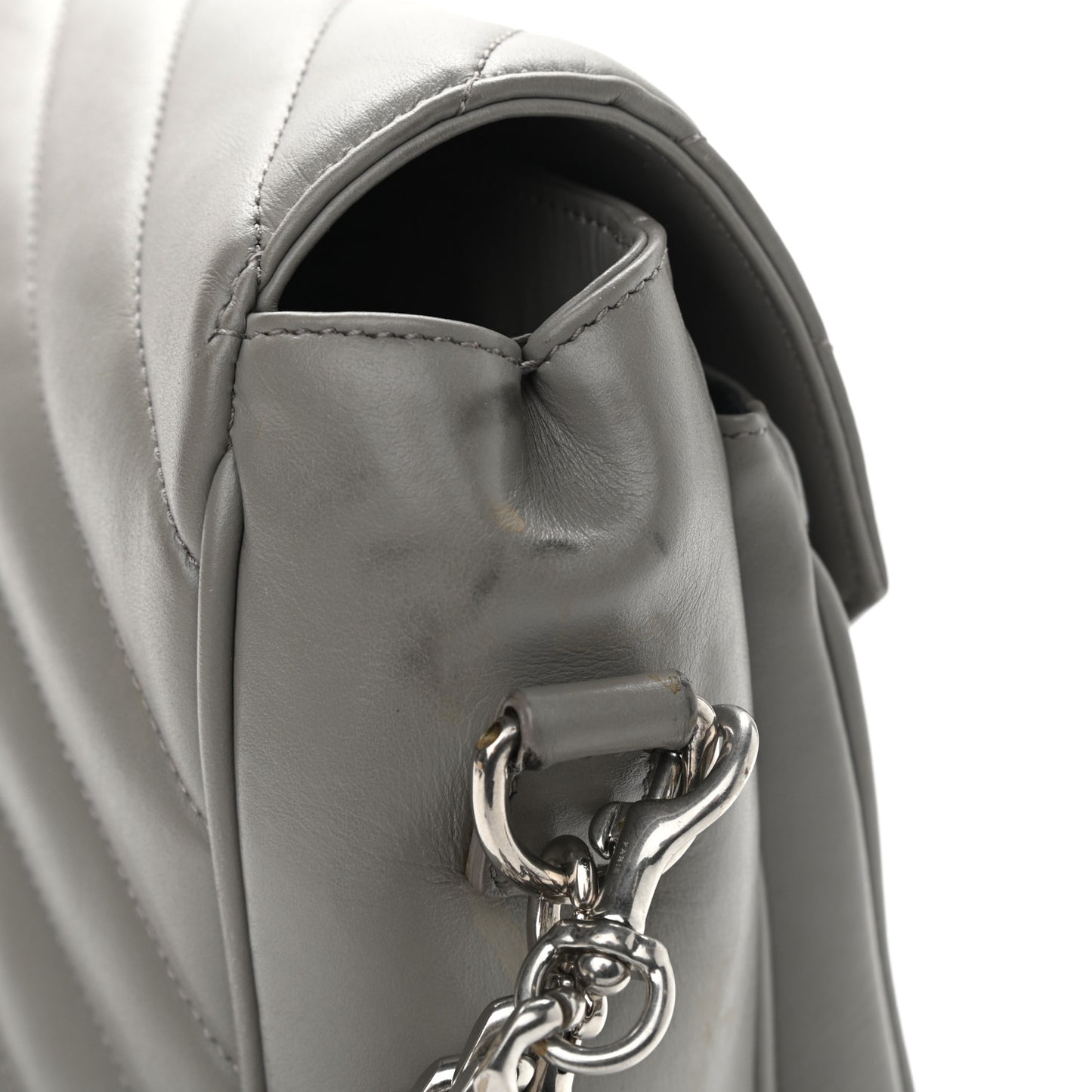 Calfskin Y Quilted Monogram Loulou Shoulder Bag Pearl Grey
