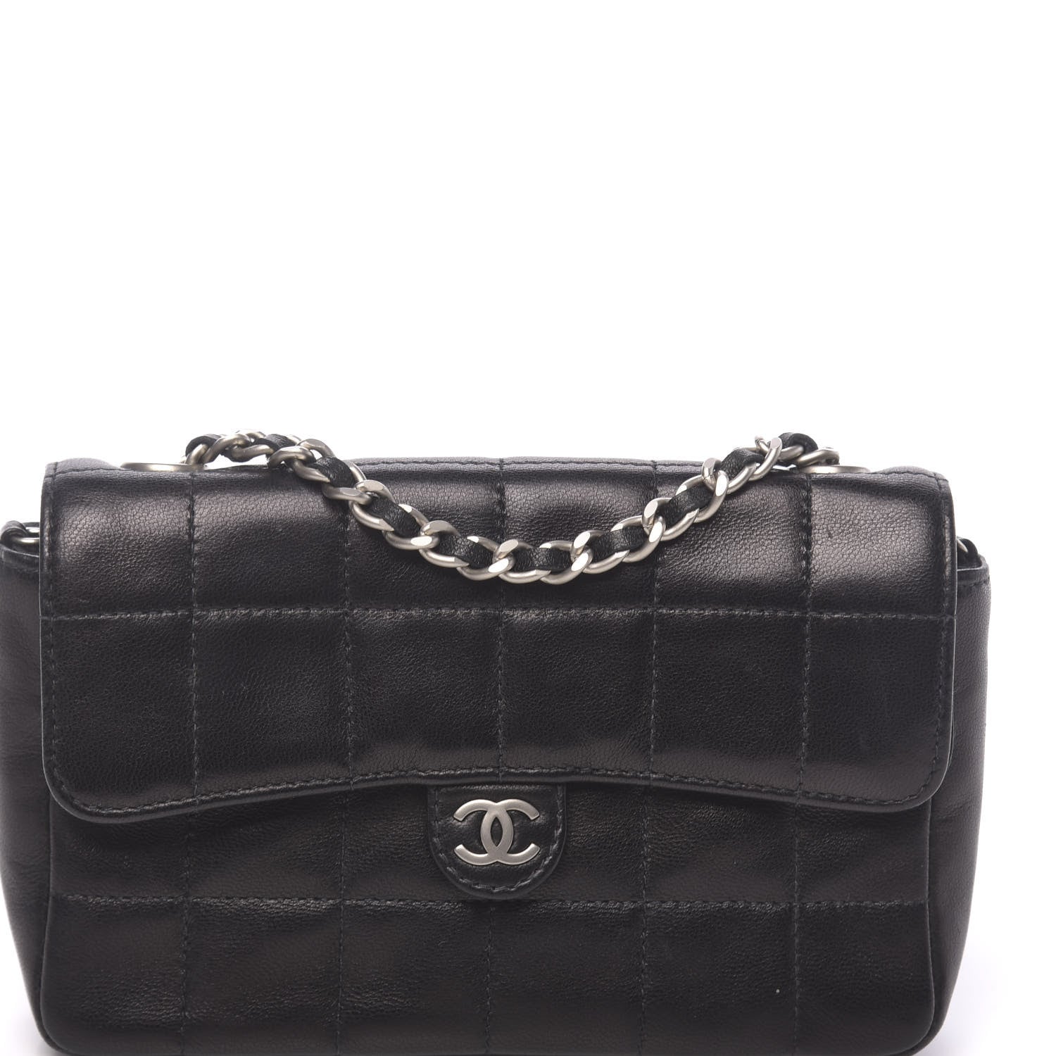 Chanel Lambskin Quilted Chocolate Bar Chain Belt Bag Clutch Black 12 of 13