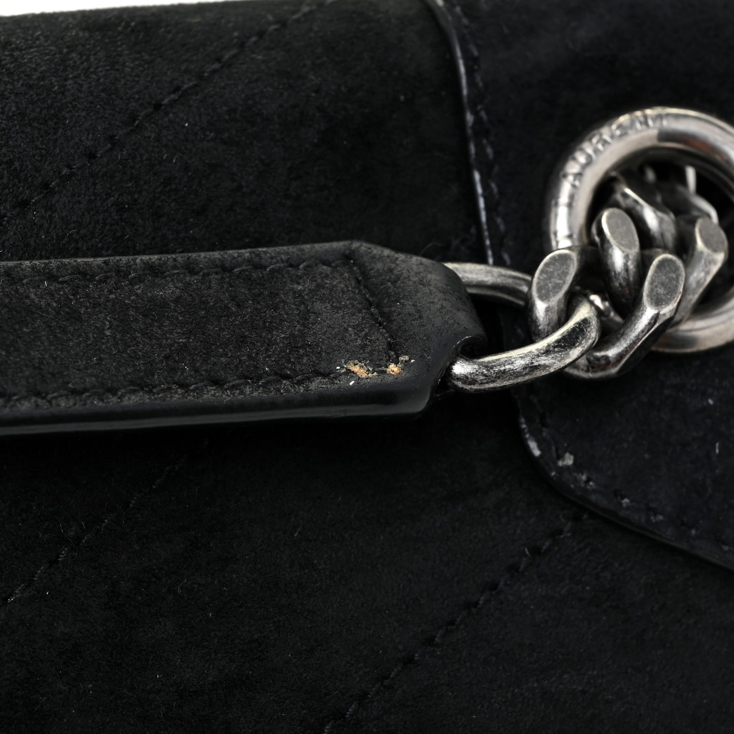 Suede Monogram Medium Niki Chain Satchel Black