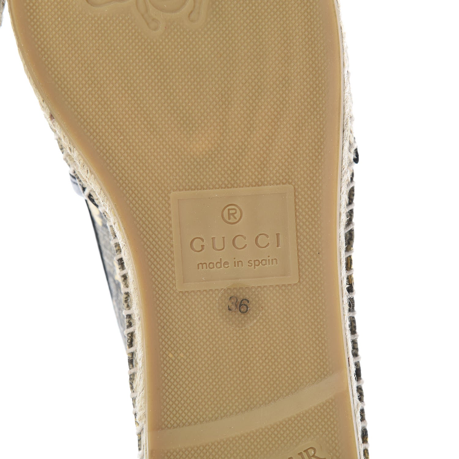 Gucci GG Supreme Monogram Bees Espadrille Flats 36 Beige Ebony Oro Black 6 of 10