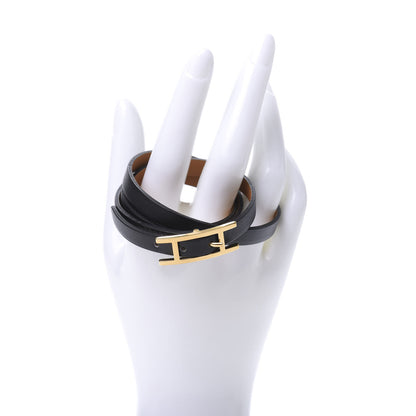 Hermes Chamonix Hapi 3MM Triple Tour Wrap Bracelet S Black 2 of 4