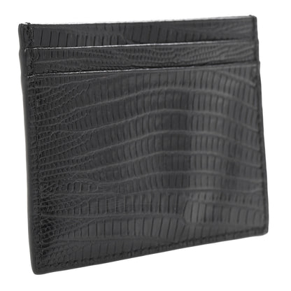 Christian Louboutin Calfskin Lizard Embossed Kios Card Holder Black 3 of 6