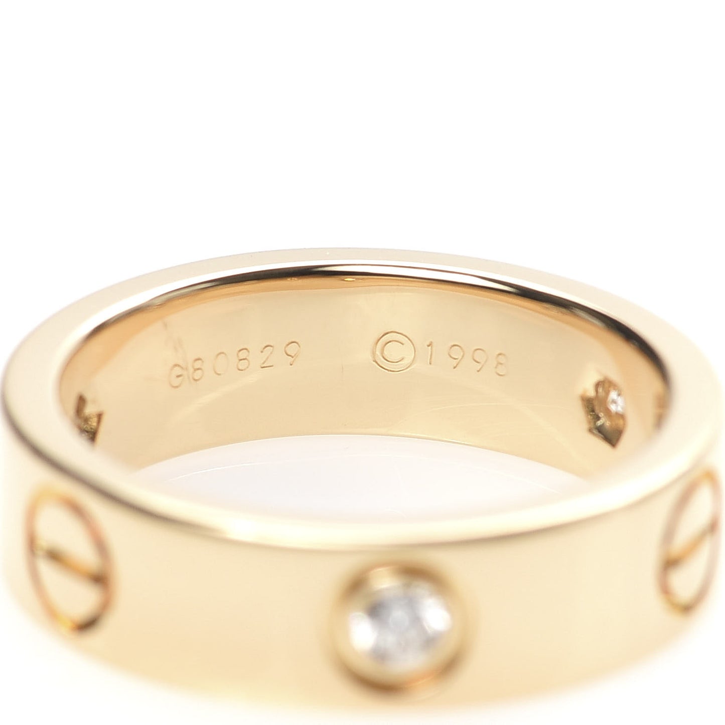 18K Yellow Gold 3 Diamond 5.5mm LOVE Ring 53 6.25