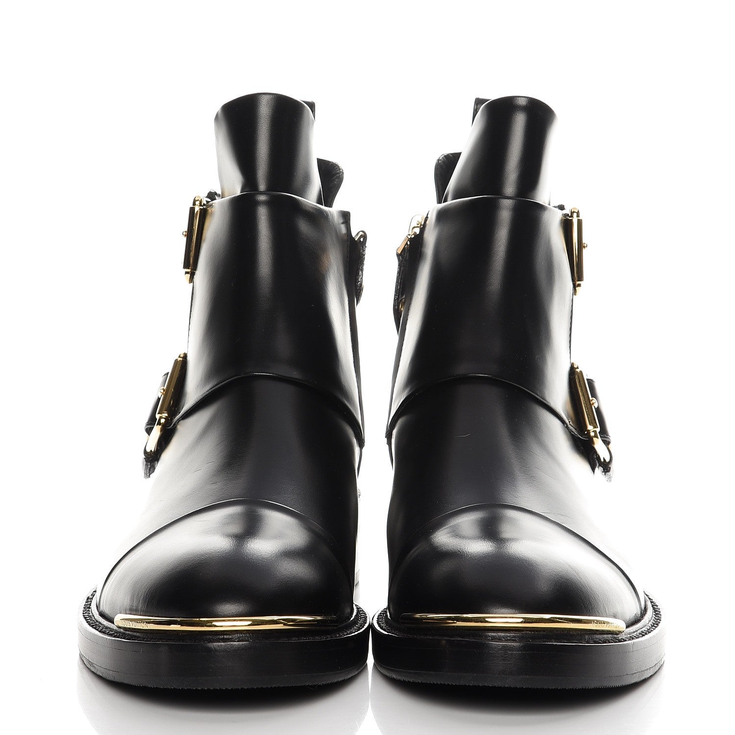 Louis Vuitton Calfskin Valley Flat Ankle Boots 37.5 Black 2 of 8