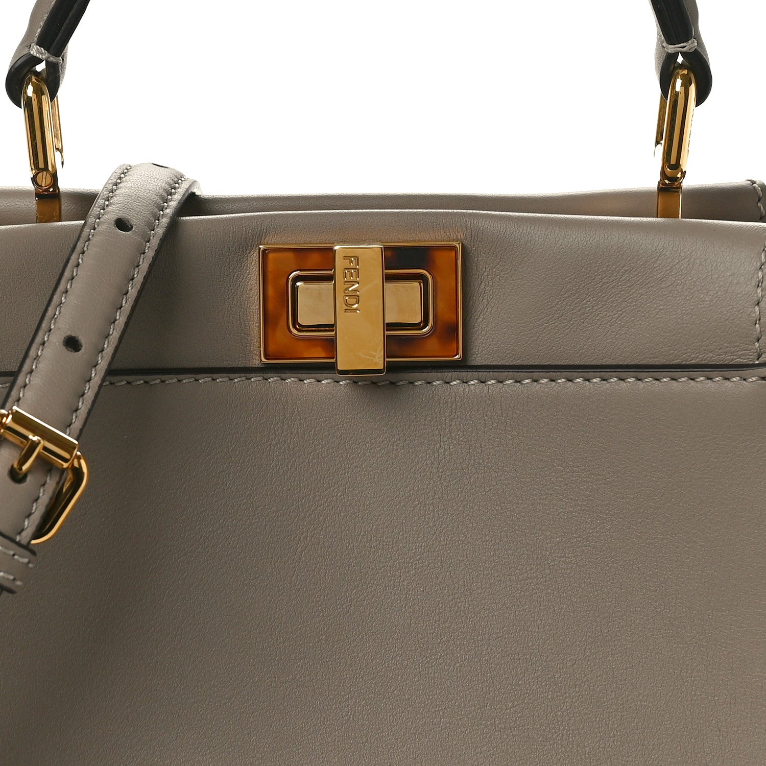 Fendi Vitello Seta Shiny Nappa Plexiglass Tortoise Mini Peekaboo Iconic Satchel Tortora 8 of 10
