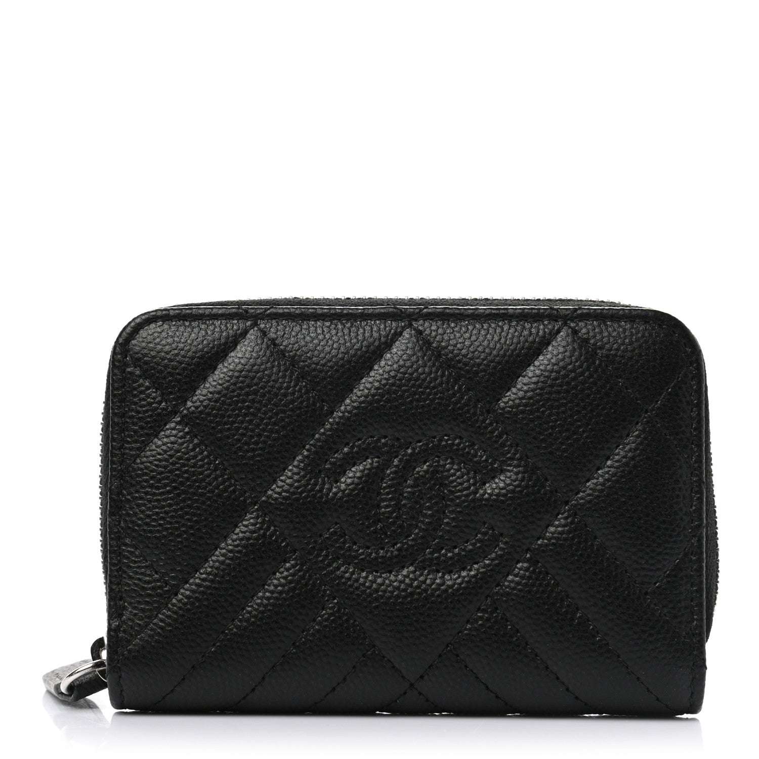 Chanel Caviar Quilted Diamond CC Zip Around Coin Purse Black 1 of 7