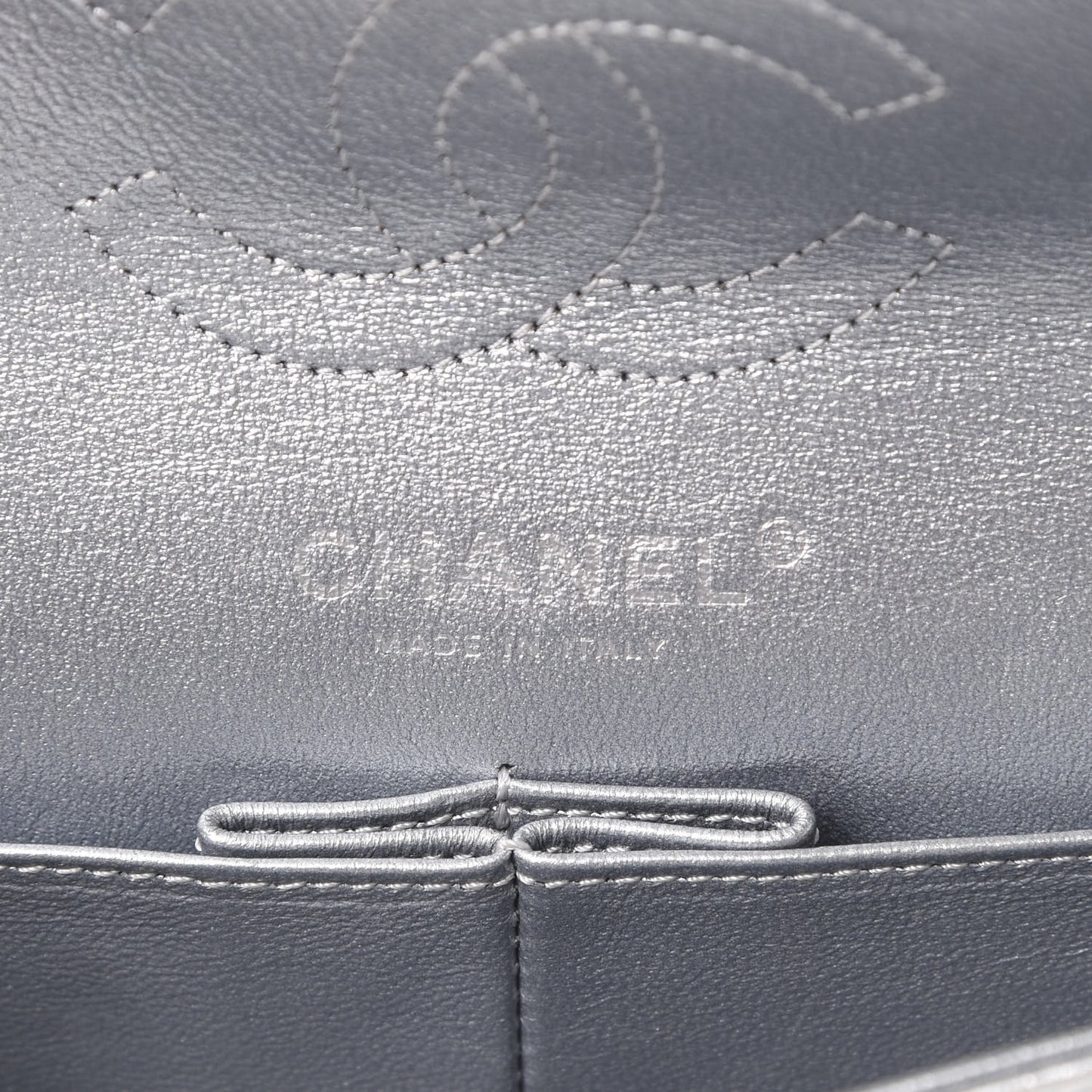 Metallic Lame Quilted Small Double Flap Silver
