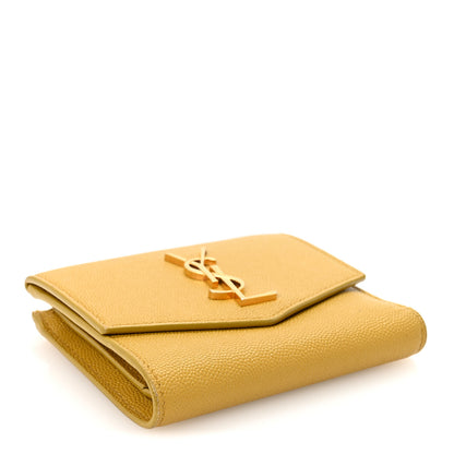 Saint Laurent Grain De Poudre Monogram Uptown Compact Wallet Olive 4 of 7