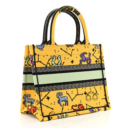 Christian Dior Canvas Embroidered Small Pixel Zodiac Book Tote Yellow Multicolor 3 of 10