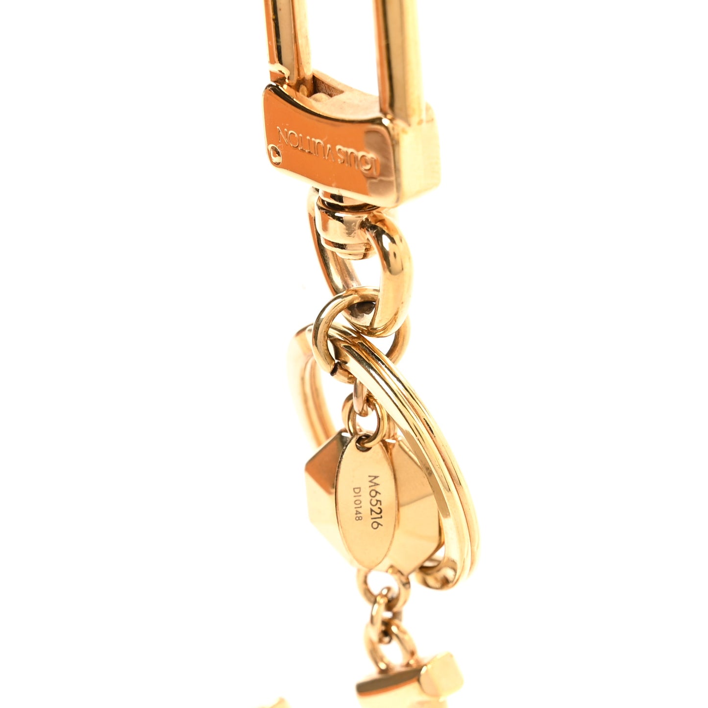 Metal LV Facettes Bag Charm Key Holder Gold