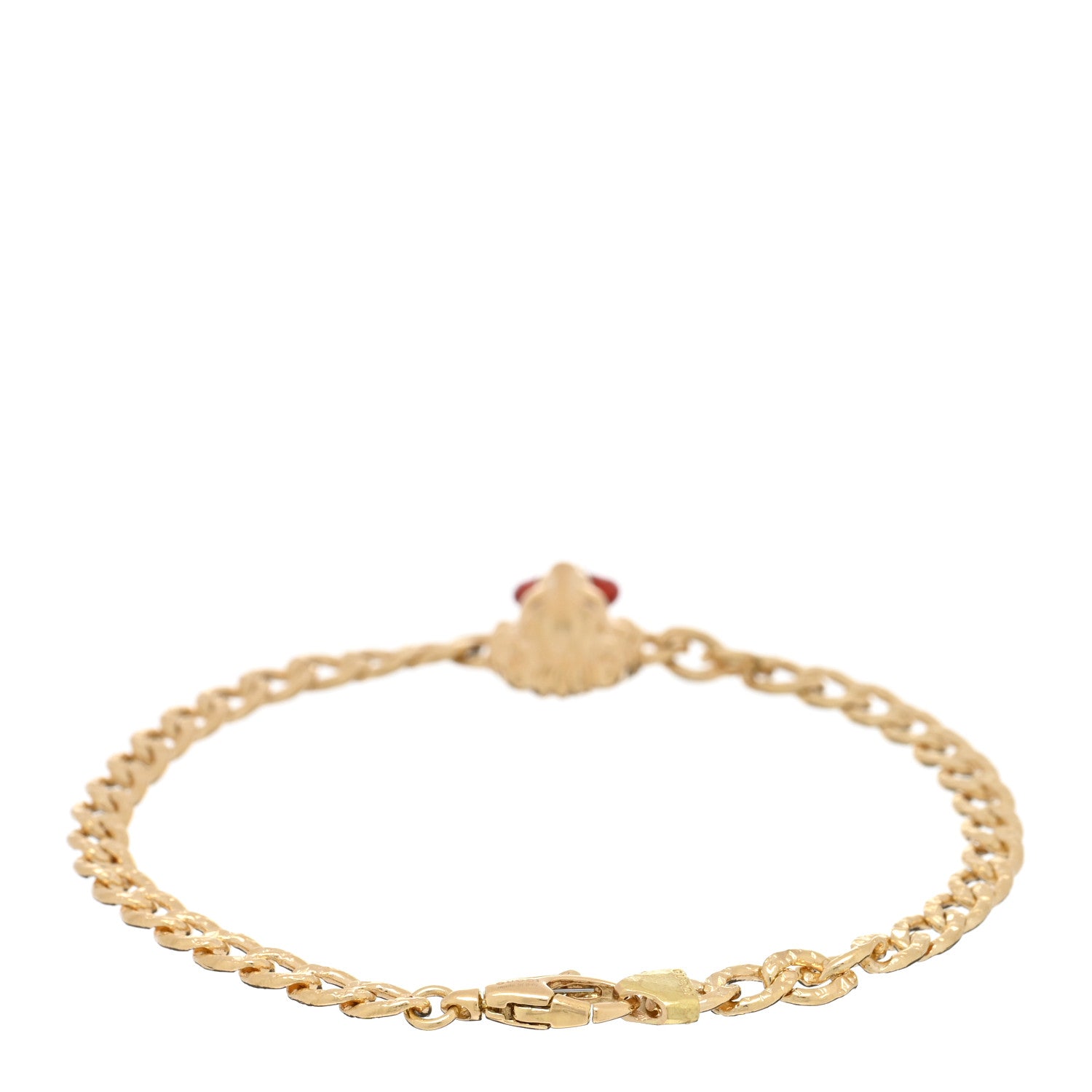 Gucci 18K Yellow Gold Diamond Fire Opal Lion Head Bracelet 2 of 3