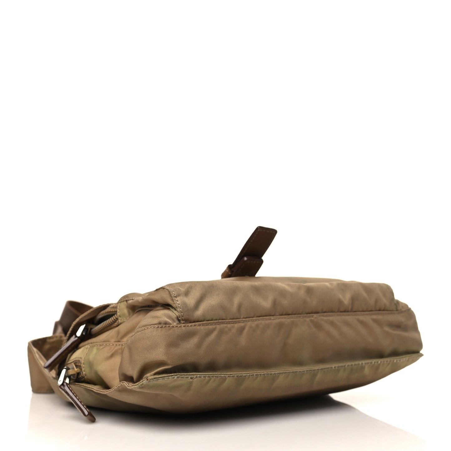 Tessuto Nylon Calfskin Vela Messenger Bag Sesamo