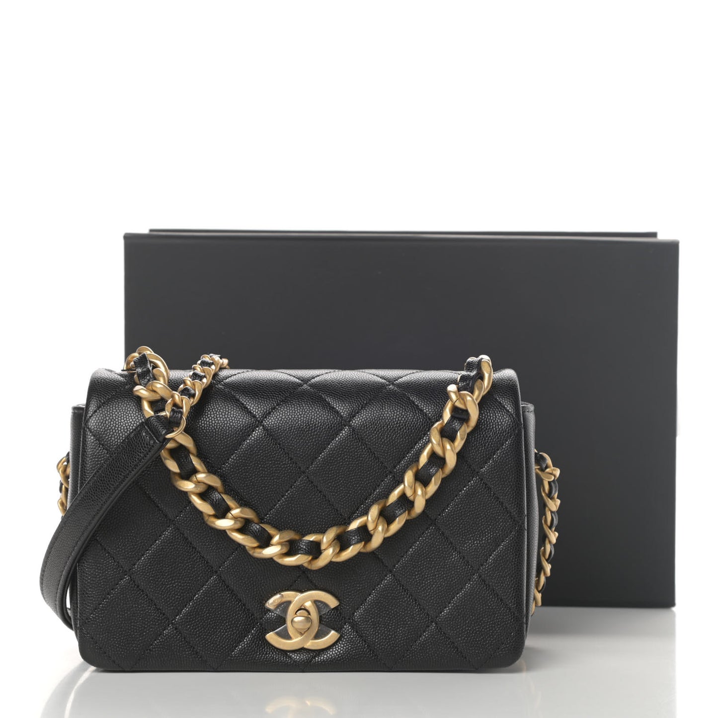 Caviar Quilted Small Fashion Therapy Flap Bag Black