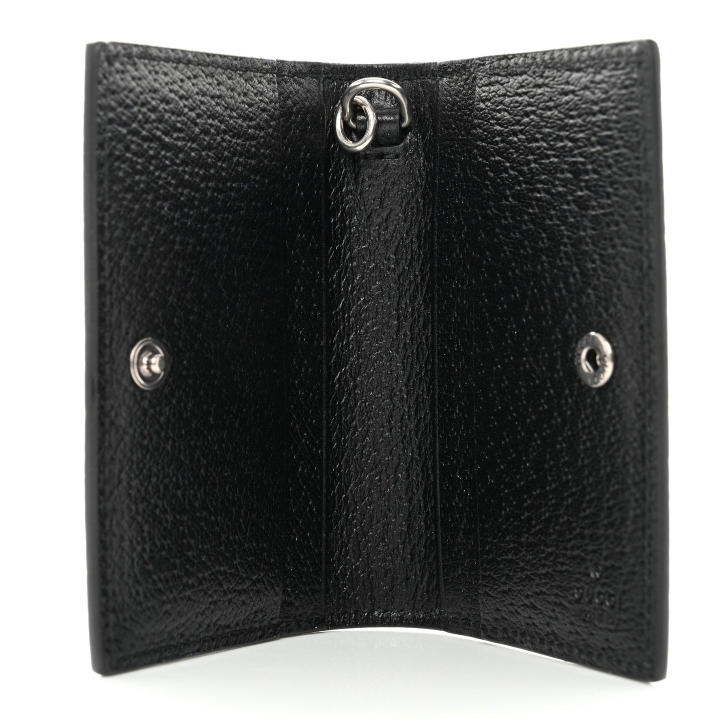 Calfskin Boar Effect Monochrome GG Marmont Card Case with Removable Strap Black