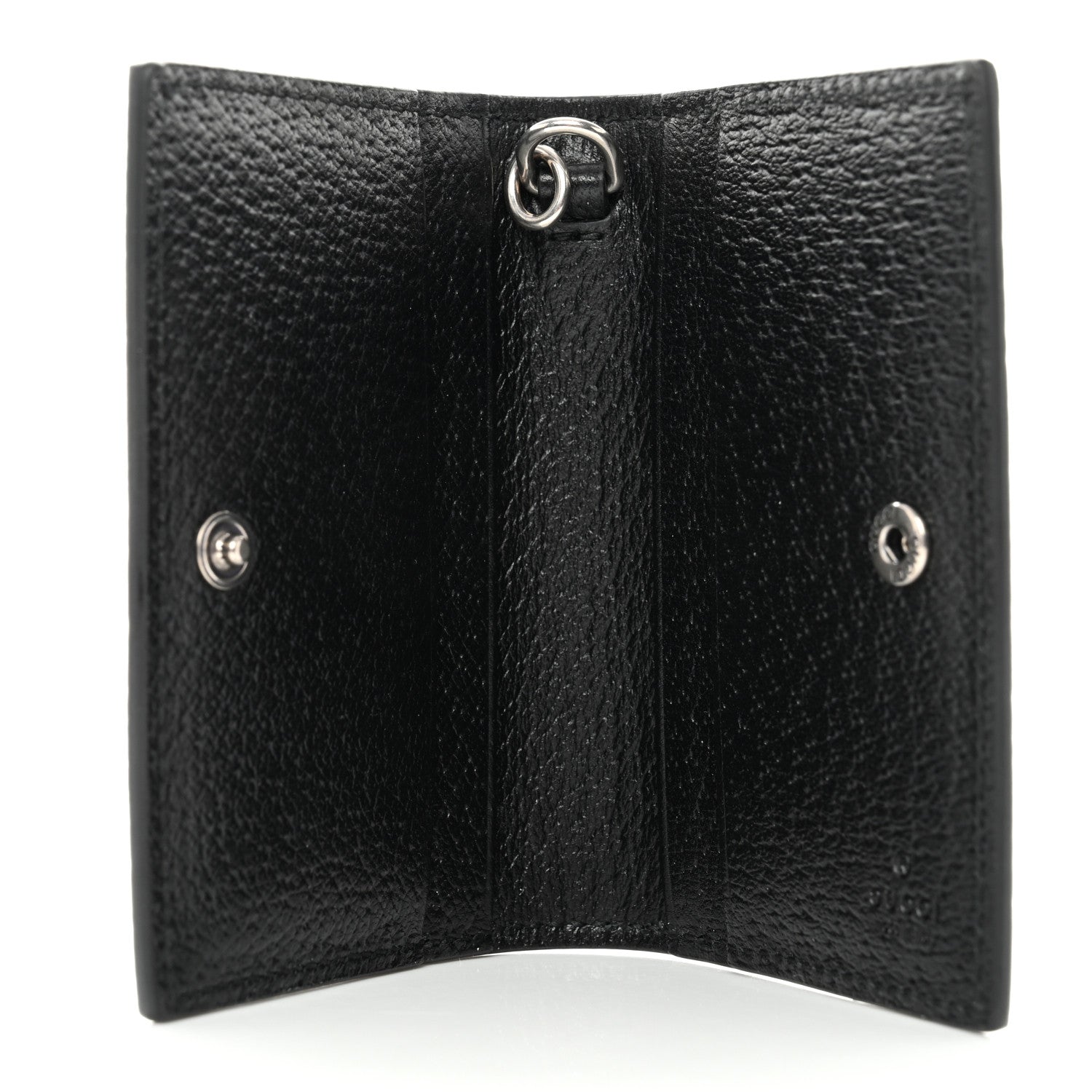 Gucci Calfskin Boar Effect Monochrome GG Marmont Card Case with Removable Strap Black 5 of 8
