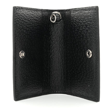 Gucci Calfskin Boar Effect Monochrome GG Marmont Card Case with Removable Strap Black 5 of 8