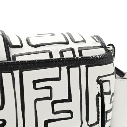 Fendi X JOSHUA VIDES Nappa FF Embossed Mini Belt Baguette Bag White Black 12 of 12