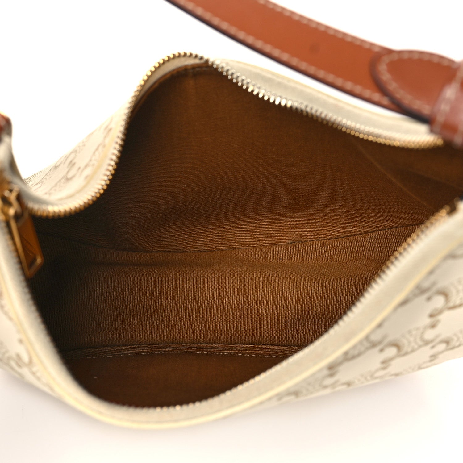 Celine Canvas Calfskin Ava Triomphe Shoulder Bag White 5 of 6