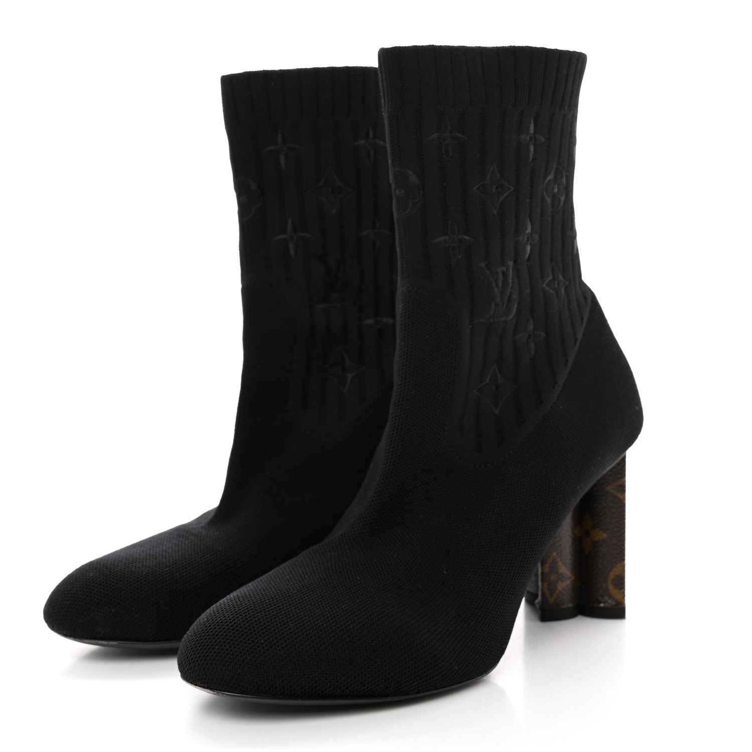 Louis Vuitton Monogram Stretch Fabric Silhouette Ankle Boots 39 Black 3 of 12