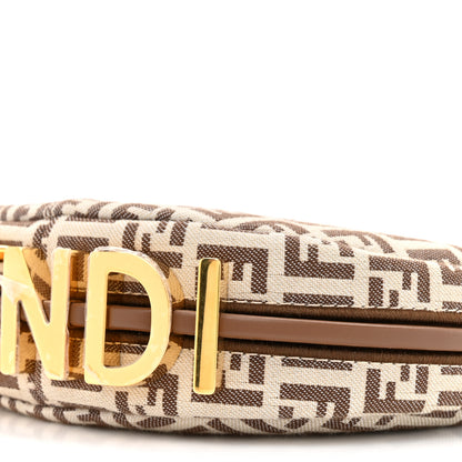 Fendi Fabric Jacquard FF 1974 Nano Fendigraphy Hobo Charm Beige 9 of 10