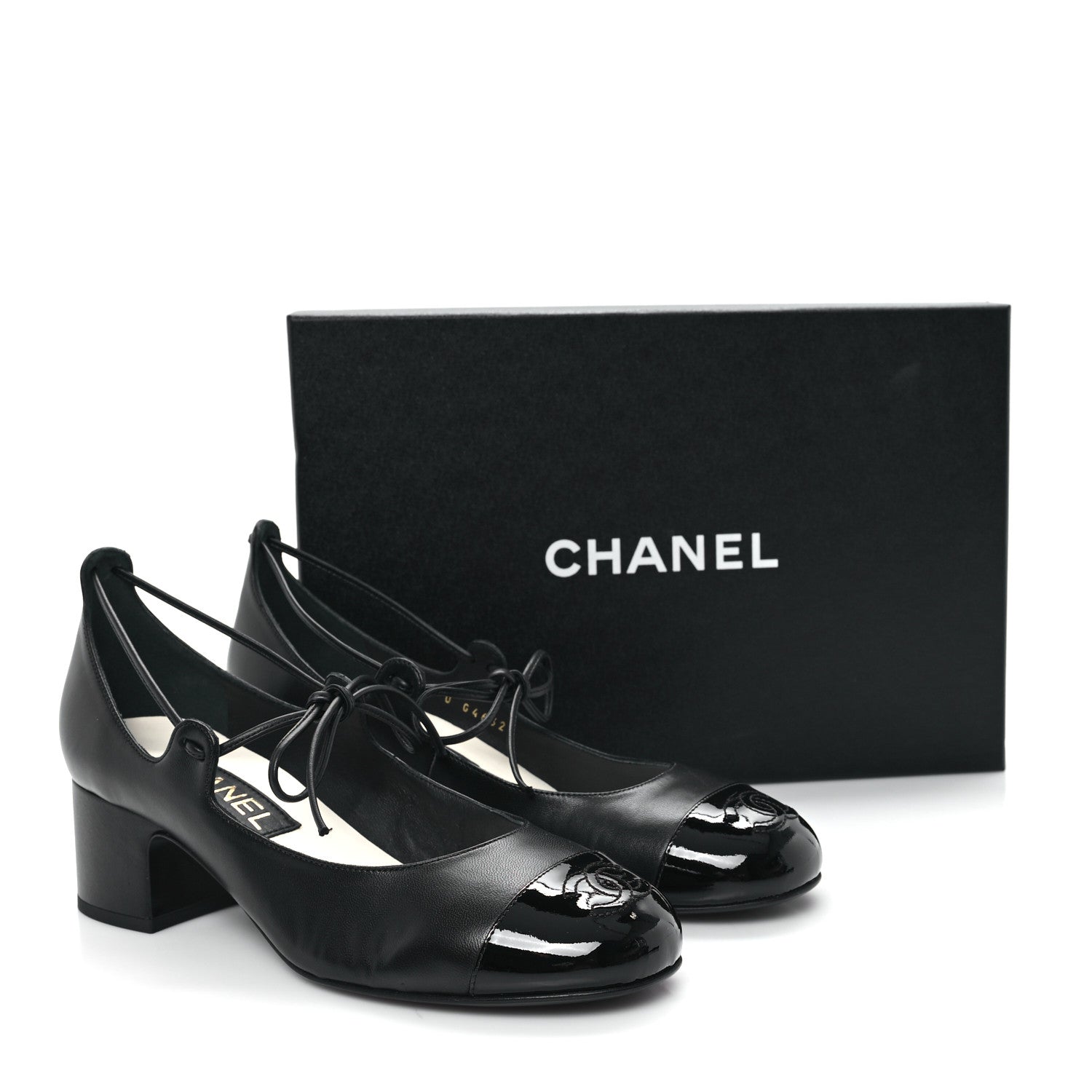 Chanel Lambskin Patent Cap Toe CC Mary Jane Pumps 37.5 Black 10 of 10
