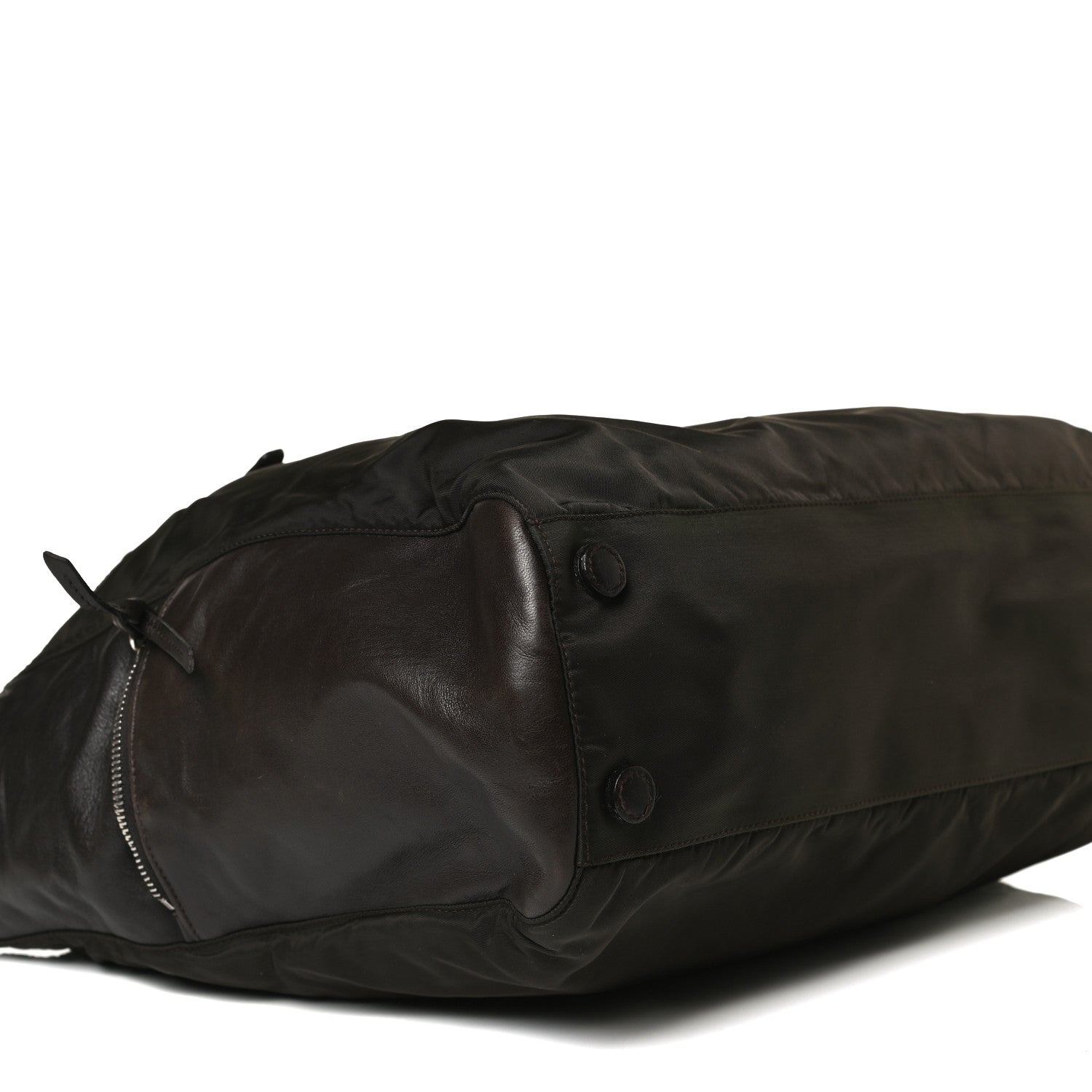 Prada Tessuto Nylon Soft Calfskin Tote Dark Brown 10 of 21