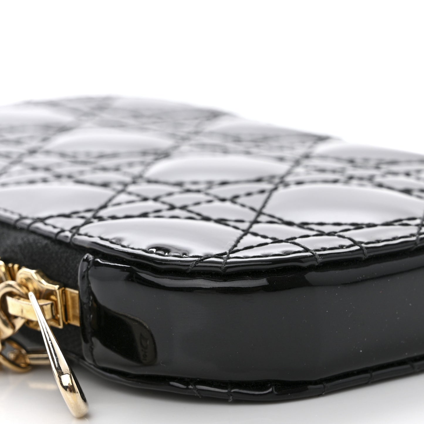Patent Cannage Lady Dior Phone Holder Black