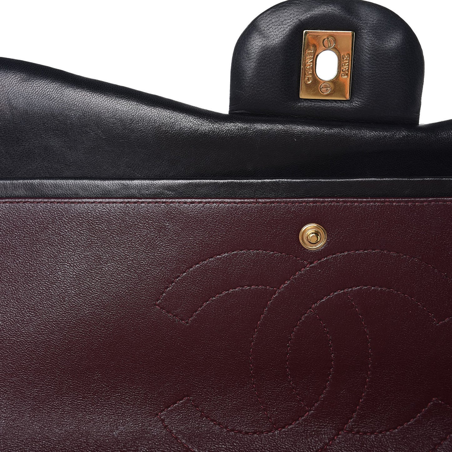 Lambskin Quilted Jumbo Double Flap Black