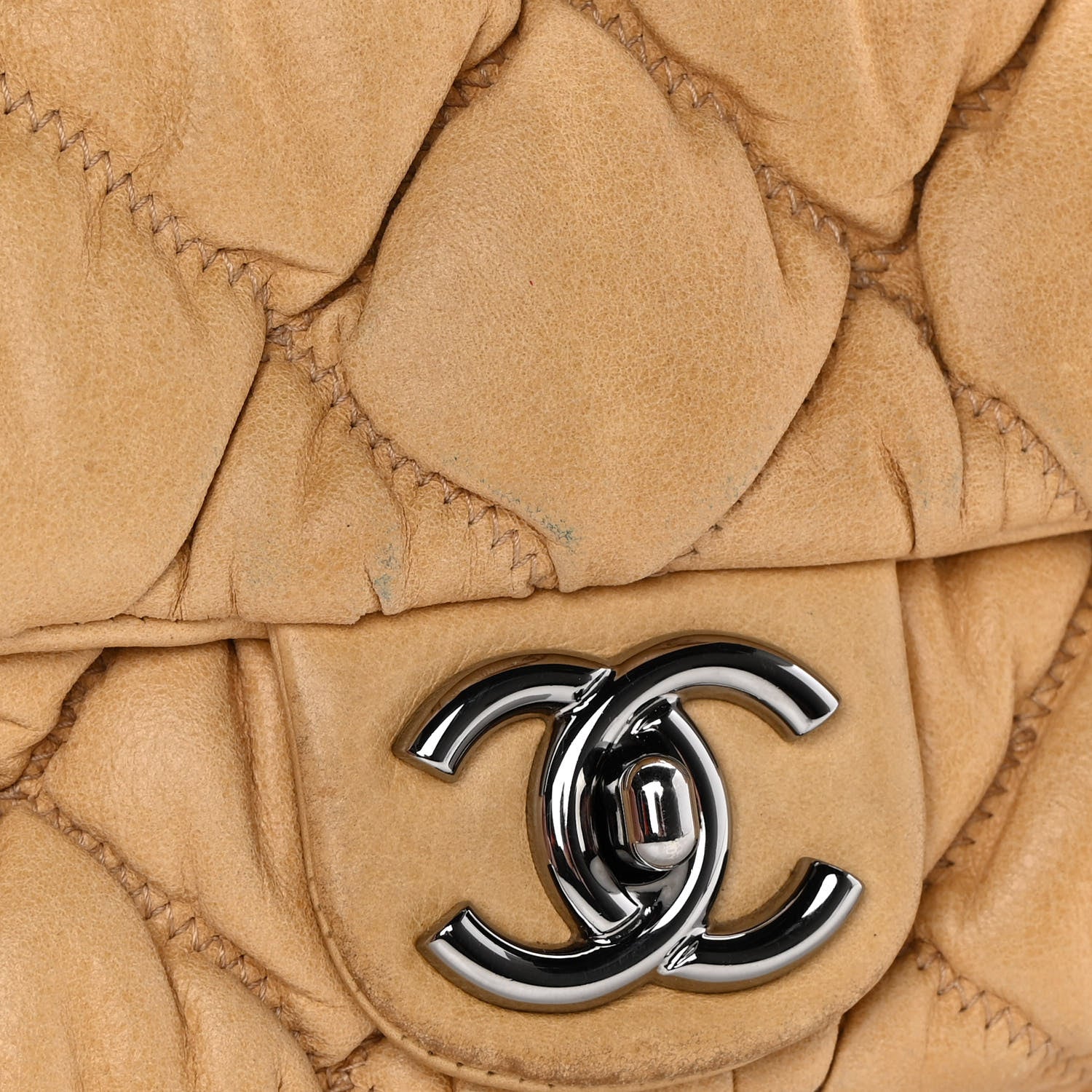 Chanel Calfskin Quilted Medium Bubble Quilt Flap Bag Beige 17 of 18