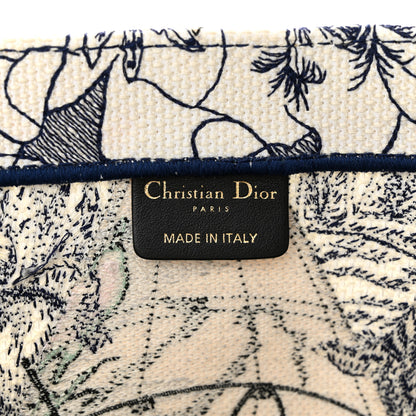 Christian Dior Canvas Embroidered Large Around The World Book Tote Blue 6 of 17