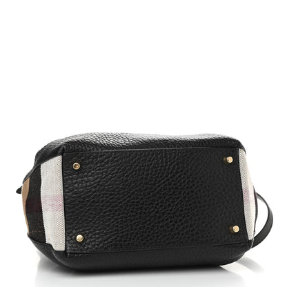 Burberry Grainy Calfskin House Check Small Maidstone Black 4 of 13