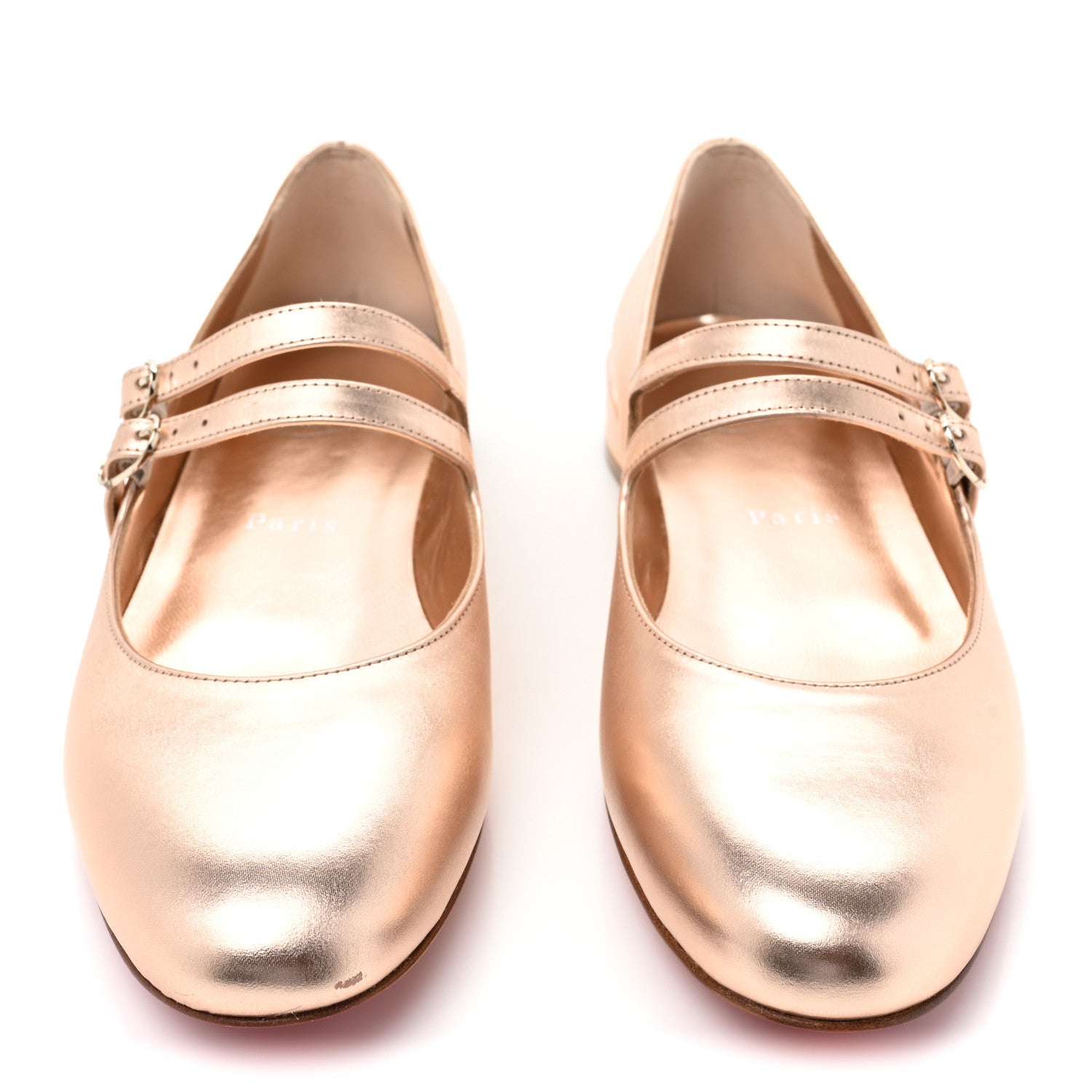 Christian Louboutin Nappa Metallic Sweet Jane Flats 38.5 Beige 2 of 10