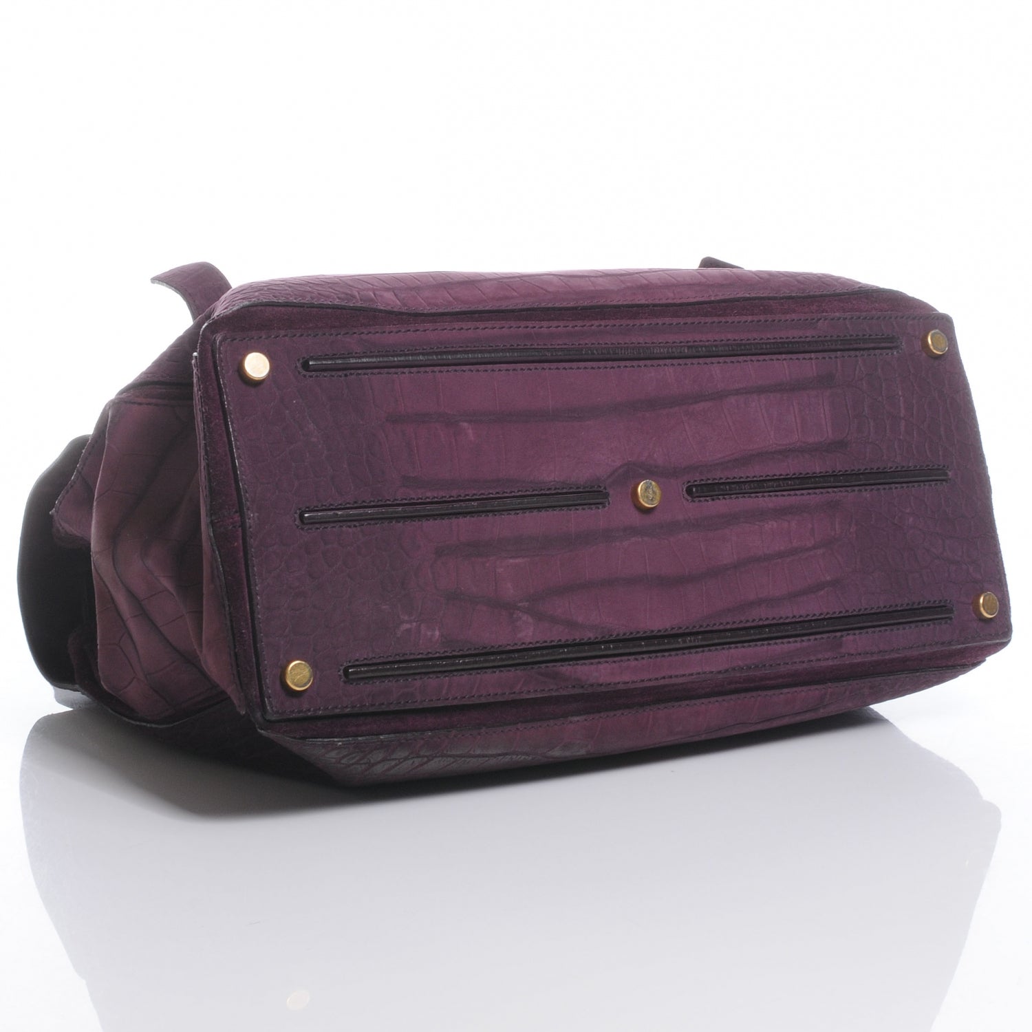 Saint Laurent Suede Crocodile Embossed Large Muse Two Purple 4 of 7