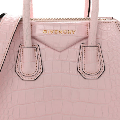 Givenchy Calfskin Crocodile Embossed Mini Antigona Pink 8 of 10