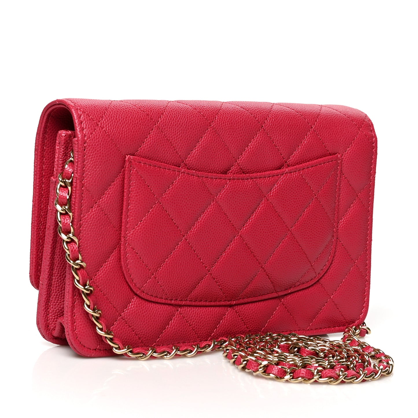 Caviar Quilted Wallet On Chain WOC Dark Pink