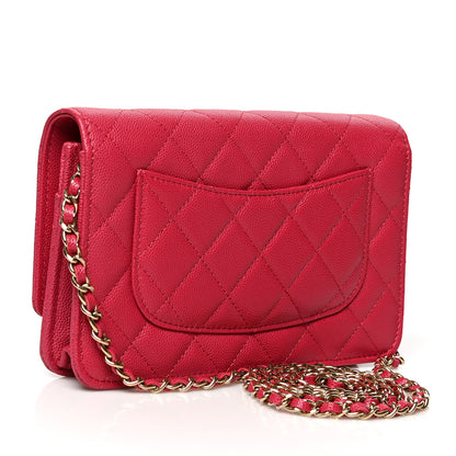 Chanel Caviar Quilted Wallet On Chain WOC Dark Pink 3 of 10