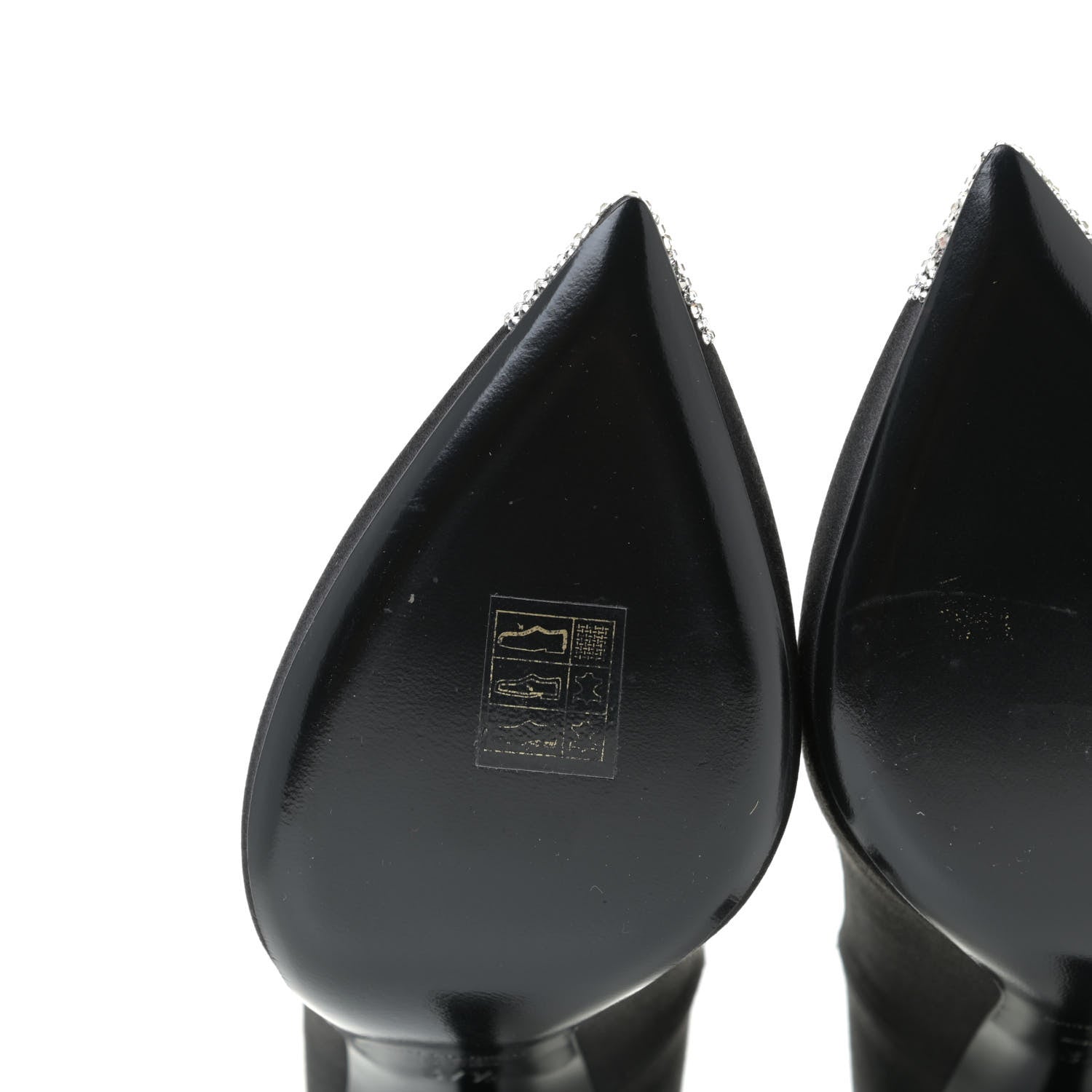 Saint Laurent Satin Crystal Embellished Tower 110 Pump 37.5 Black 14 of 20